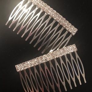 New Bridal Silver Rhinestone Wedding Hair Comb Set